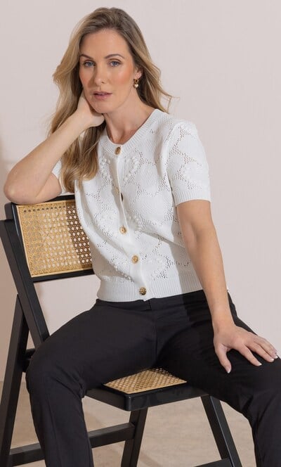 Short Sleeve Heart Knitted Cardigan
