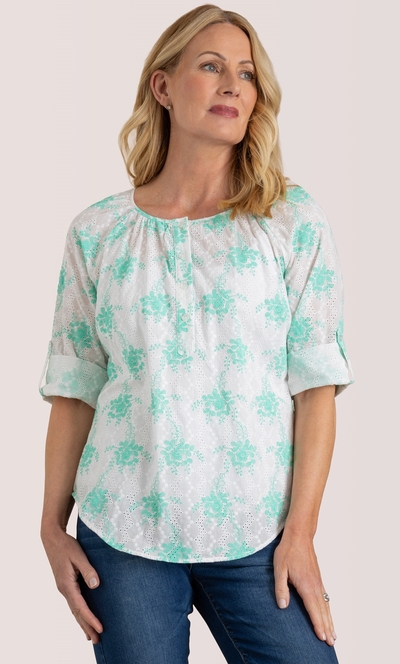 Anna Rose Cotton Schiffli Top