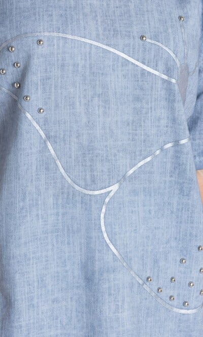 Anna Rose Embellished Linen Blend Top