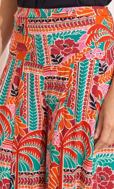 Botanical Print Wide Leg Palazzo Trousers