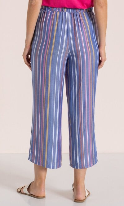 Wide Leg Stripe Cropped Trousers