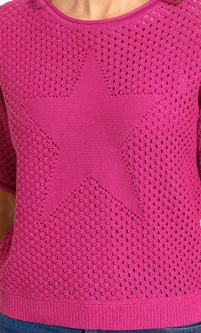 Shimmer Open Knit Short Sleeve Star Jumper