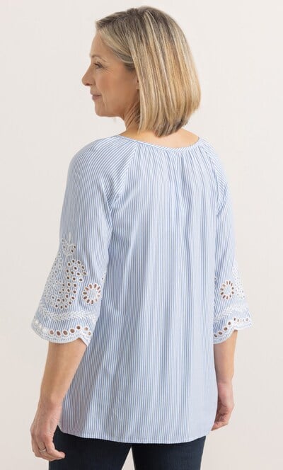Anna Rose Embroidered Stripe Top