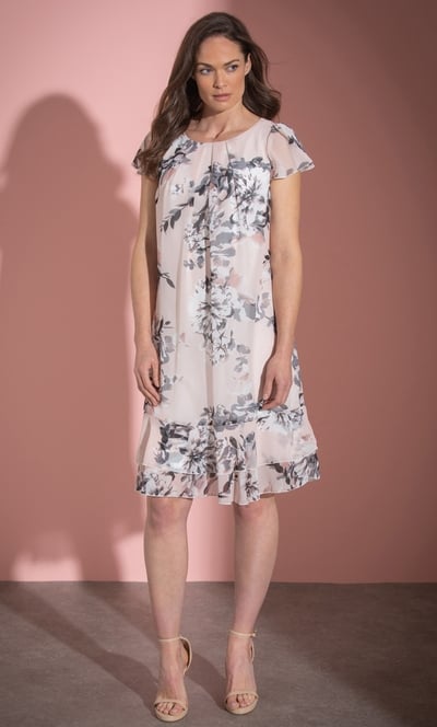 Floral Chiffon Short Sleeve Dress