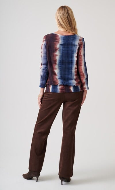 Printed Pleated Smocked Hem Top