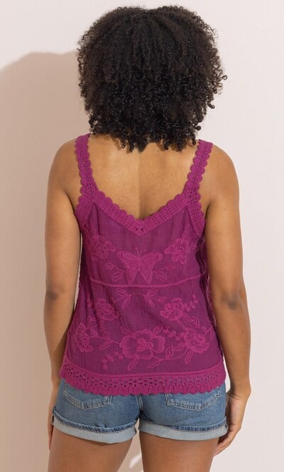 Embroidered And Crochet Trim Top