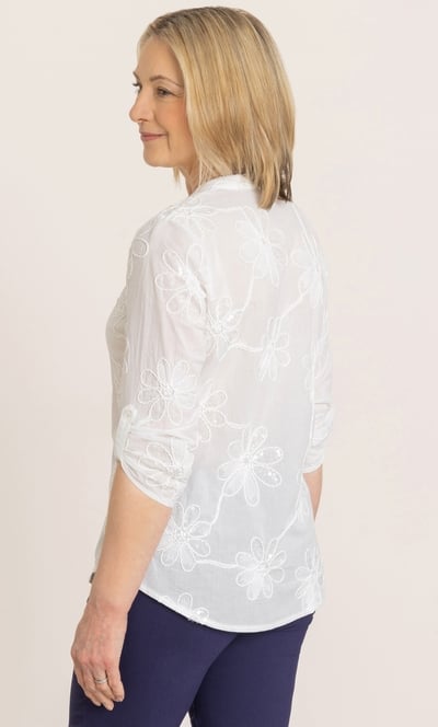 Anna Rose Embellished Floral Cotton Blouse