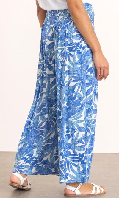 Leaf Print Wide Leg Trousers