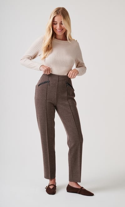 Chevron Patterned Slim Leg Trousers