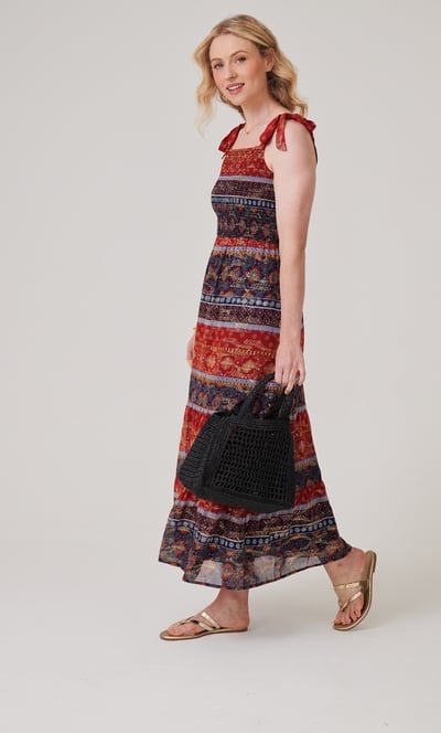 Smocked Simmer Print Maxi Dress