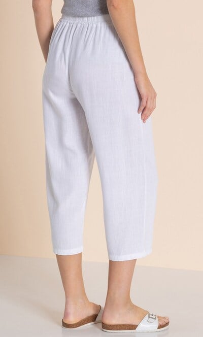 Wide Leg Linen Blend Cropped Trousers