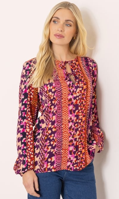 Abstract Printed Long Sleeve Top
