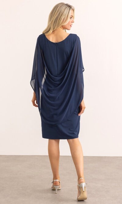 Embellished Chiffon Cape Dress