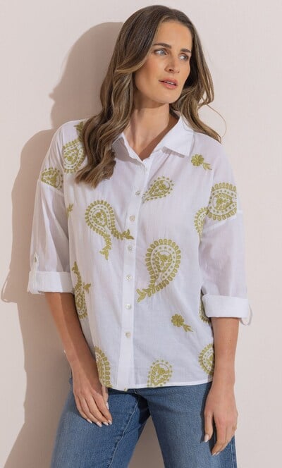 Paisley Embroidered Cotton Shirt
