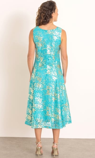 Anna Rose Foil Print Sleeveless Lace Midi Dress