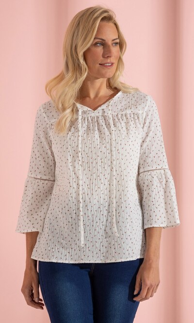 Floral Printed Seersucker Top