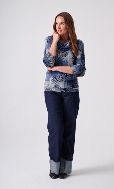 Anna Rose Abstract Print Cowl Neck Jumper