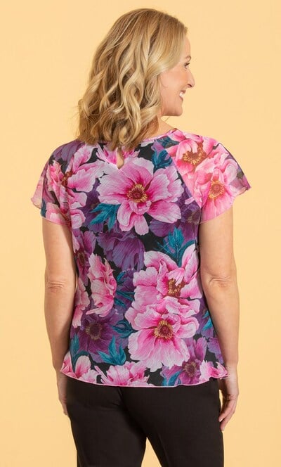 Anna Rose Bias Cut Floral Printed Chiffon Top