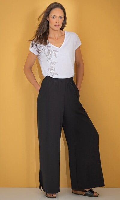 Wide Leg Pull On Trousers