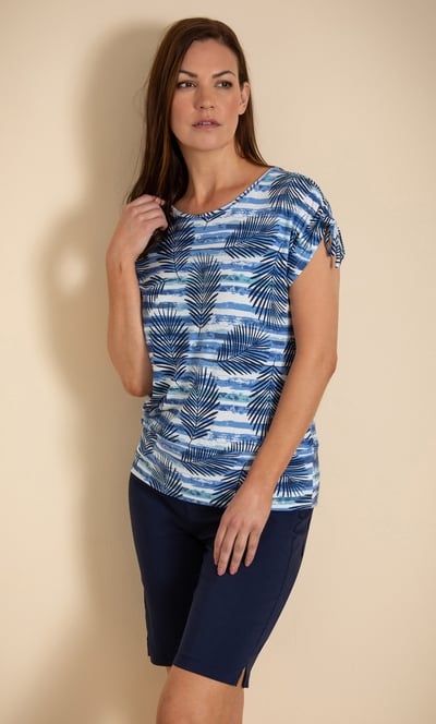 Tie Sleeve Printed Jersey Top
