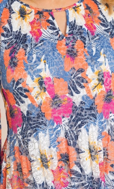 Bouquet Printed Pleated Lace Top