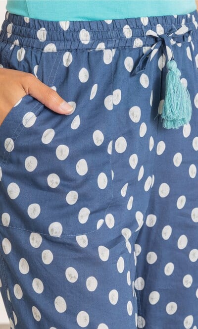 Embroidered Spotty Wide Leg Cropped Cotton Trousers