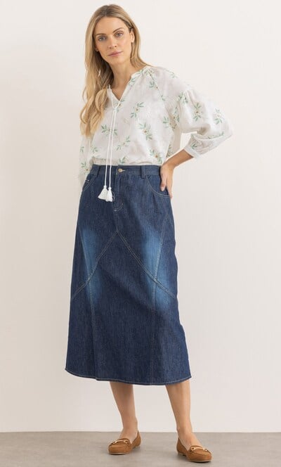 Floral Print And Embroidered Top
