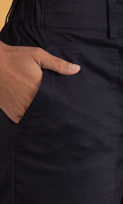 Cotton Blend Slim Leg Trousers