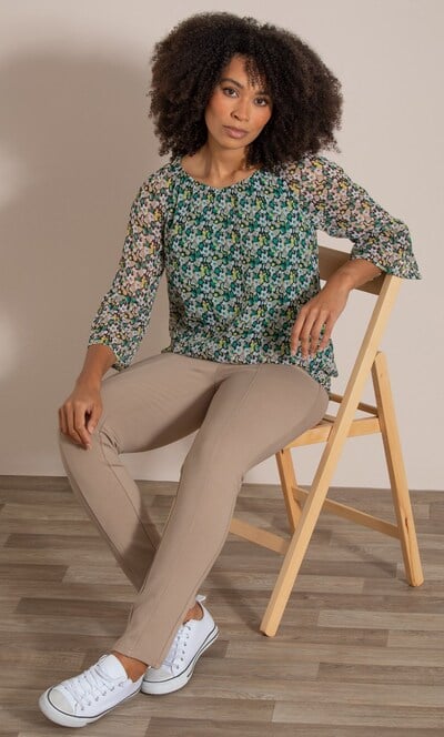Pull On Ponte Slim Leg Trousers