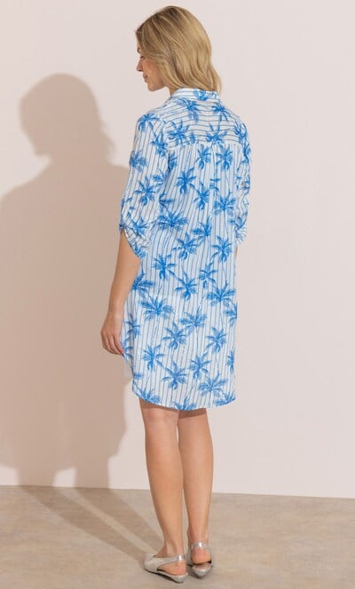 Palm Tree Printed Longline Beach Shirt