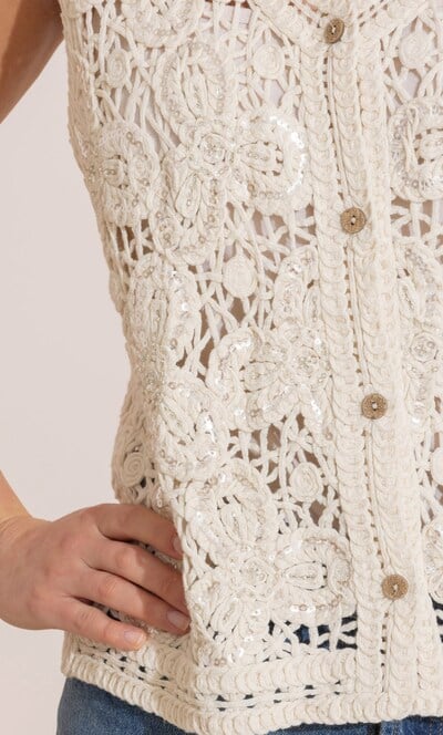 Embellished Crochet Waistcoat