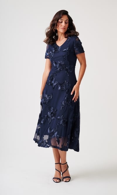 Anna Rose Cornelli Mesh Fit & Flare Midi Dress