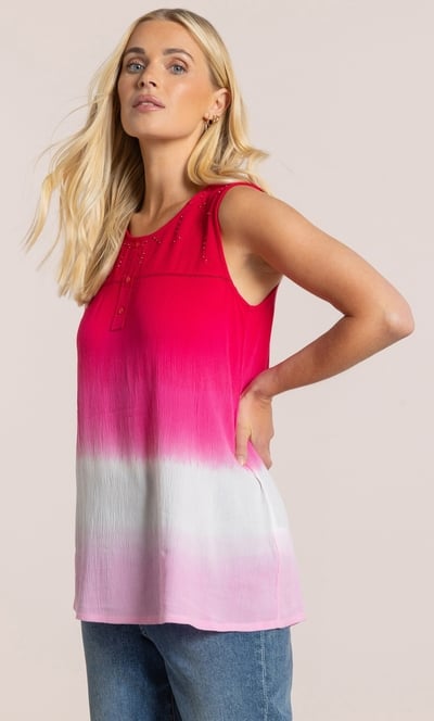 Embellished Dip Dye Sleeveless Top