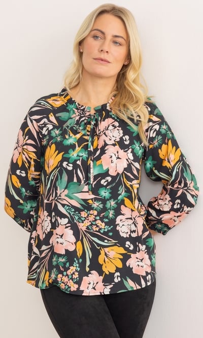 Garden Print Raglan Sleeve Top