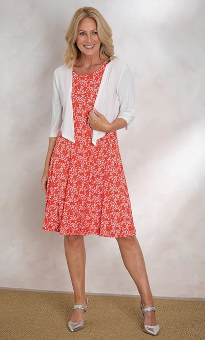 Anna Rose Dainty Floral Jersey Dress And Shrug