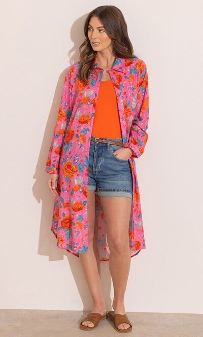 Floral Printed Longline Shirt