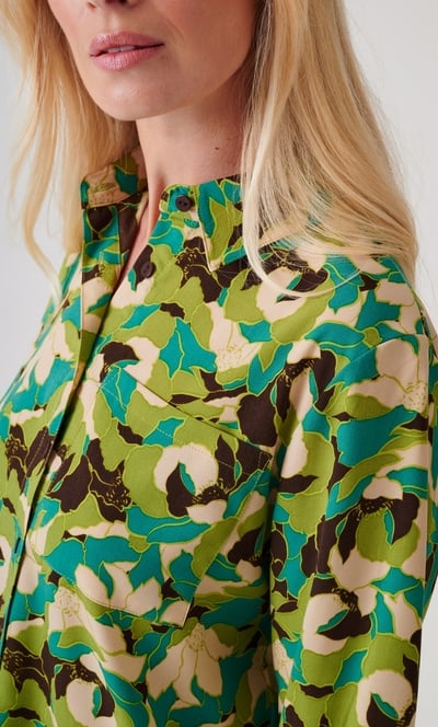 Floral Printed High Low Overshirt