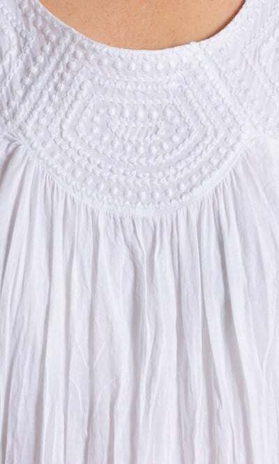 Embroidered Cotton Tiered Tunic Dress