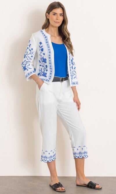Embroidered Cropped Trousers