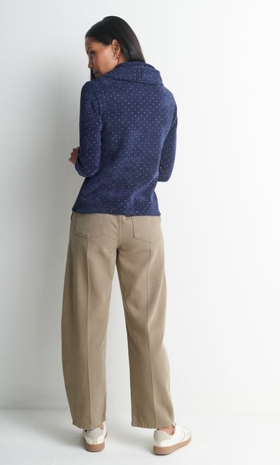 Anna Rose Embellished Cowl Neck Chenille Jumper