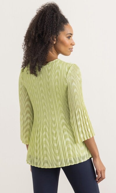 Pleated Flare Bell Sleeve Top