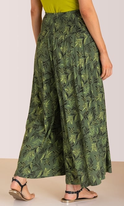 Leaf Print Palazzo Trousers