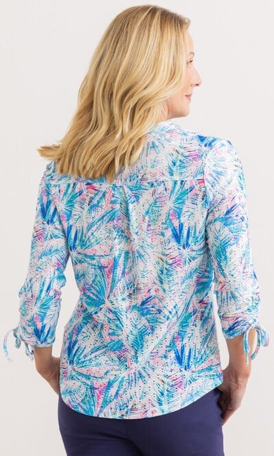 Anna Rose Printed Eyelet Jersey Top