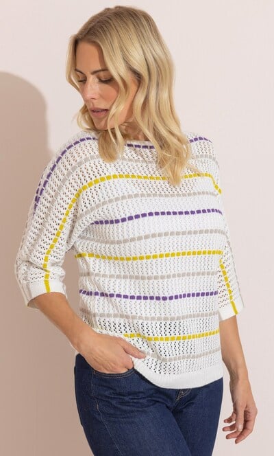 Striped Crochet Knit Jumper