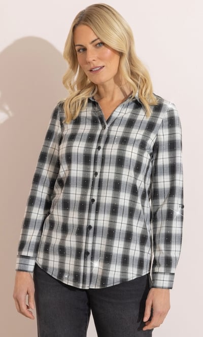 Anna Rose Embellished Checked Shirt