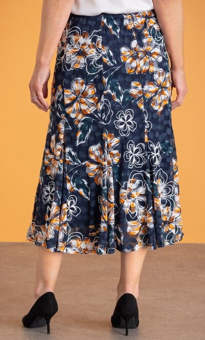 Anna Rose Panelled Floral Print Mesh Midi Skirt