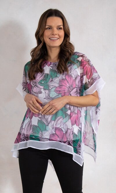 Embellished Printed Chiffon Top