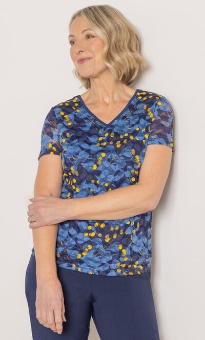 Anna Rose Printed Mesh Lace Top