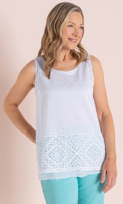 Anna Rose Textured Printed Sleeveless Top