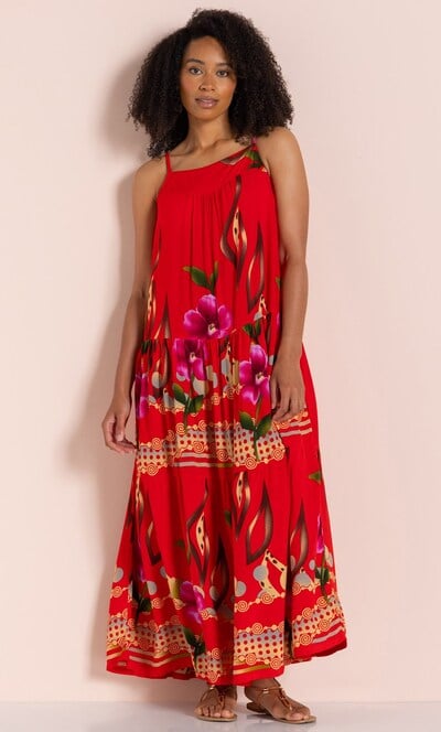 Printed Strappy Maxi Dress